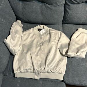 Truth Women's Satin Cream Bomber Jacket